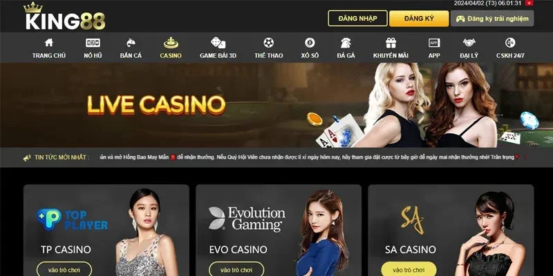 Sảnh live casino king88